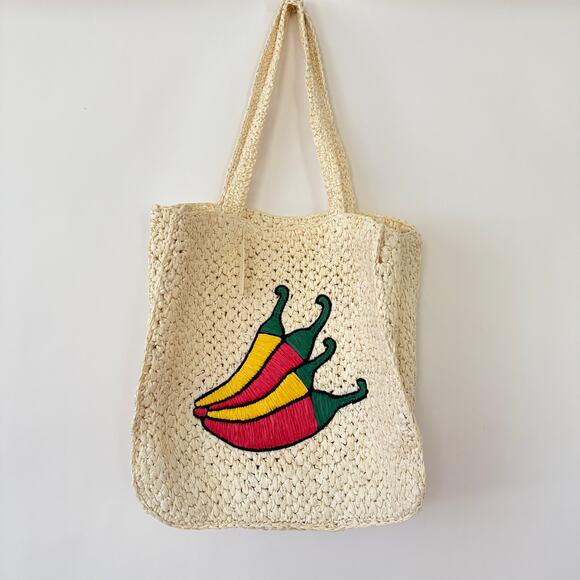 Anthropologie Natural Farmers Market Raffia Tote NWT - Picture 4 of 11